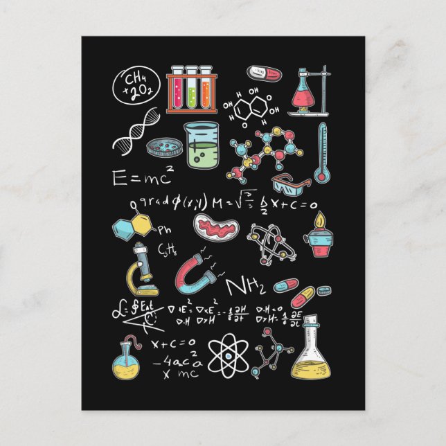 Kemi - matematiker fysiker kemist vykort (Framsida)