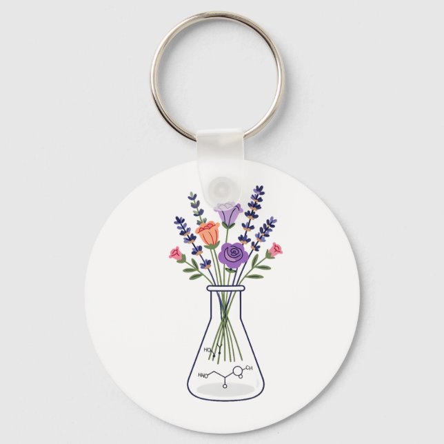 Kemiflaska med lavendel och ros A Nyckelring (Framsida)