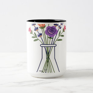 Kemiflaska med lavendel och ros A Två-Tonad Mugg