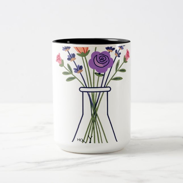 Kemiflaska med lavendel och ros A Två-Tonad Mugg (Center)