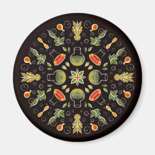 Kemikalie Lab Science Botanical Mönster Magnet