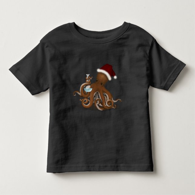 Kemikalie Octopus i jultomten Steampunk jul T Shirt (Framsida)