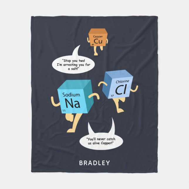Kemikalie Periodic Bord Inslag Science Gag Fleecefilt (Framsidan)