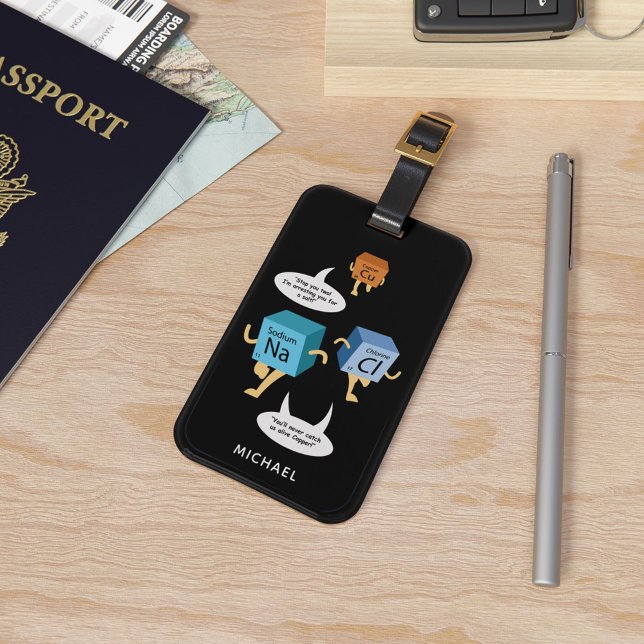Kemikalie Periodic Bord Science Teacher Bagagebricka (Chemistry Gag Navy Blue Luggage Tag)