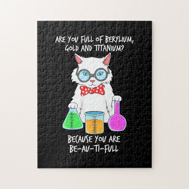 Kemikalie Pun Student Kärlek Cat Pussel (Vertikal)