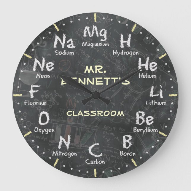 Kemikalie Science Chalkboard Personalizable Clock Stor Klocka (Framsida)