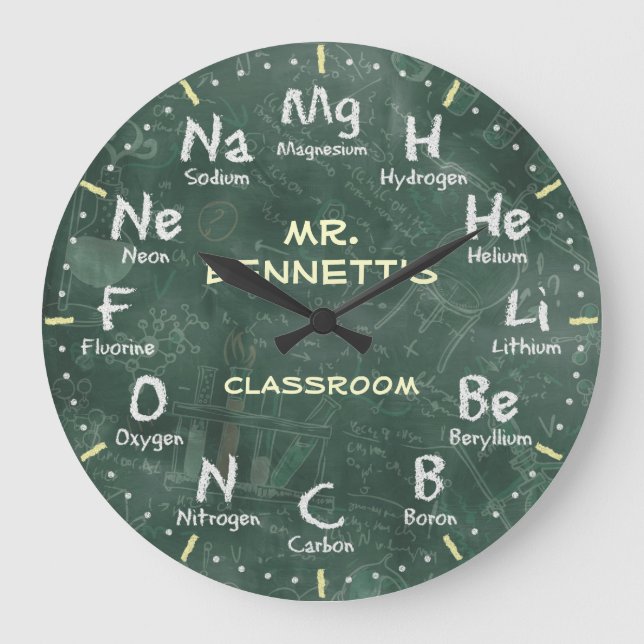 Kemikalie Science Chalkboard Personalizable Clock Stor Klocka (Framsida)