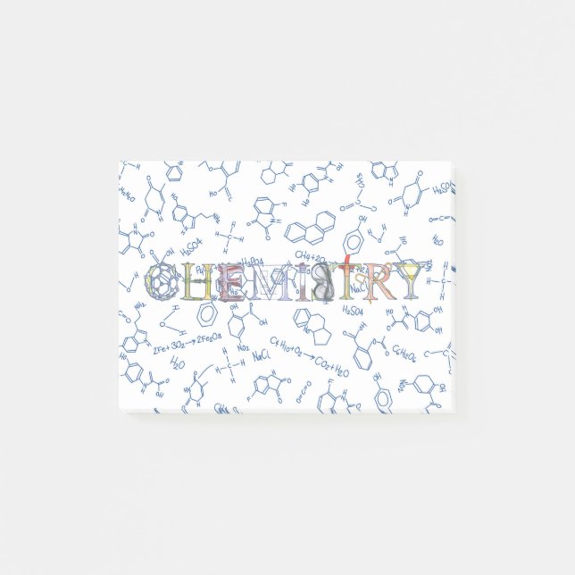 Kemikaliediagram mönster och typografi efter det n post-it block (Framsida)