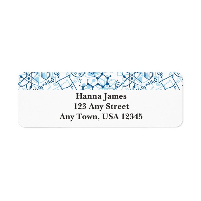 Kemikaliedoodle Pad Teckning Personlig Text Returadress Etikett (Framsidan)