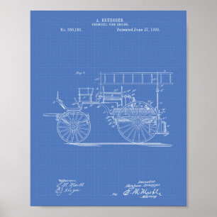 Kemisk brandmotor 1893 Patent Art Blueprint Poster