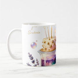 Kemisk födelsedagsfirande kolv och blomster- kaffemugg