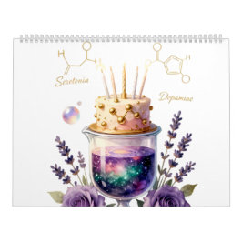 Kemisk födelsedagsfirande kolv och blomster- kalender