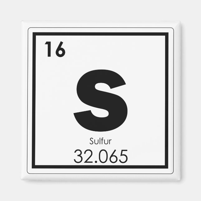 Kemisk formel för svavelkemiska inslag-symboler g magnet (Framsidan)