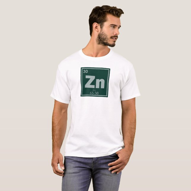 Kemisk formel för zinkkemiska inslag-symboler t-shirt (Hel framsida)