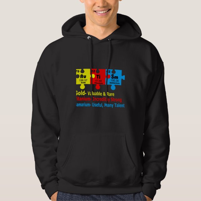 Kemisk Inslag som representerar autismmedvetenhete Hoodie (Framsida)