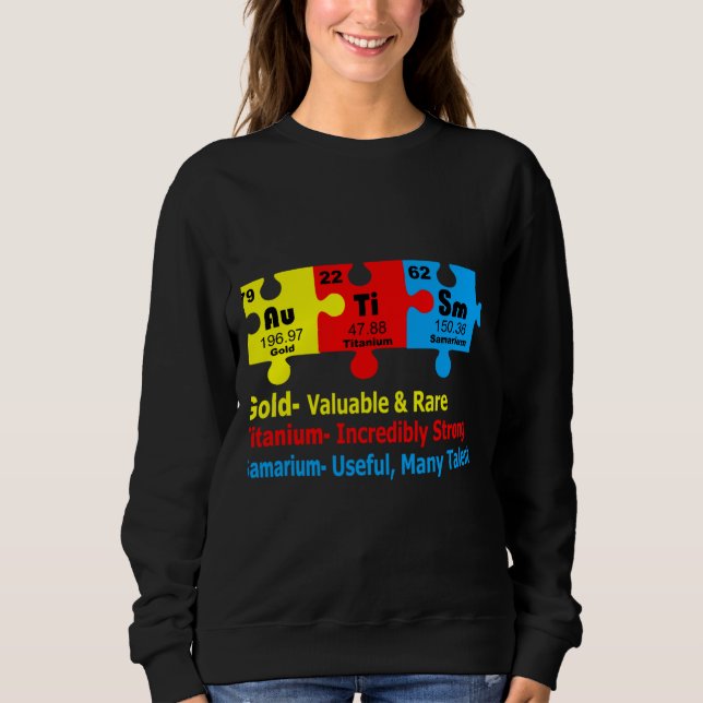 Kemisk Inslag som representerar autismmedvetenhete T Shirt (Framsida)