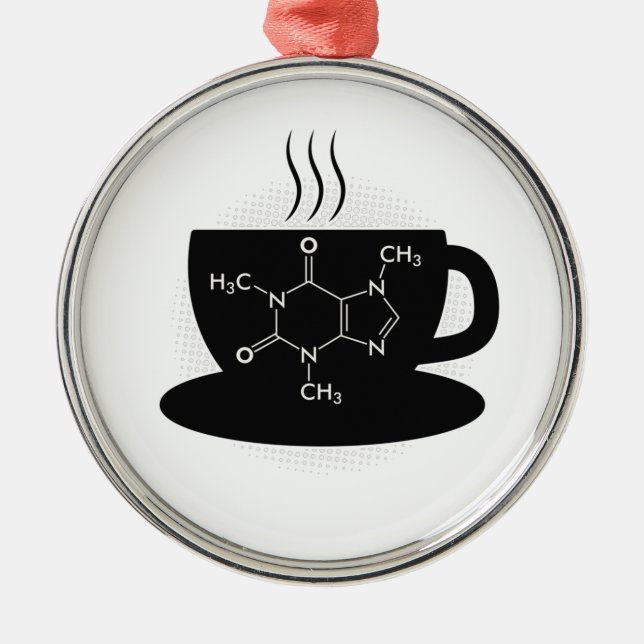 Kemisk koffeinmolekyl  julgransprydnad metall (Framsidan)