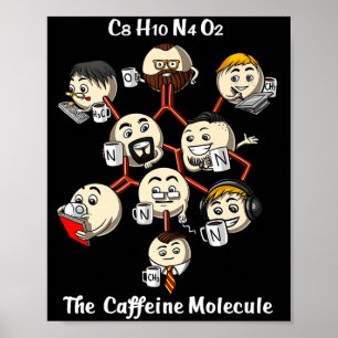 Kemisk koffeinmolekyl Rollig vetenskap nörd Kaffe Poster