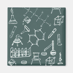 Kemisk labbutrustning klottrar magnet