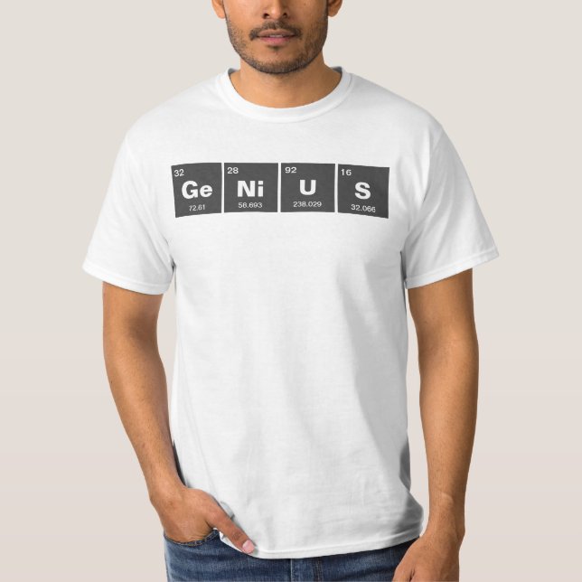 Kemisk periodisk bord i inslag: GeNiUS T Shirt (Framsida)