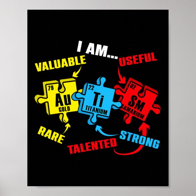 Kemiska element periodiska systemet pussel Autism  Poster (Framsidan)
