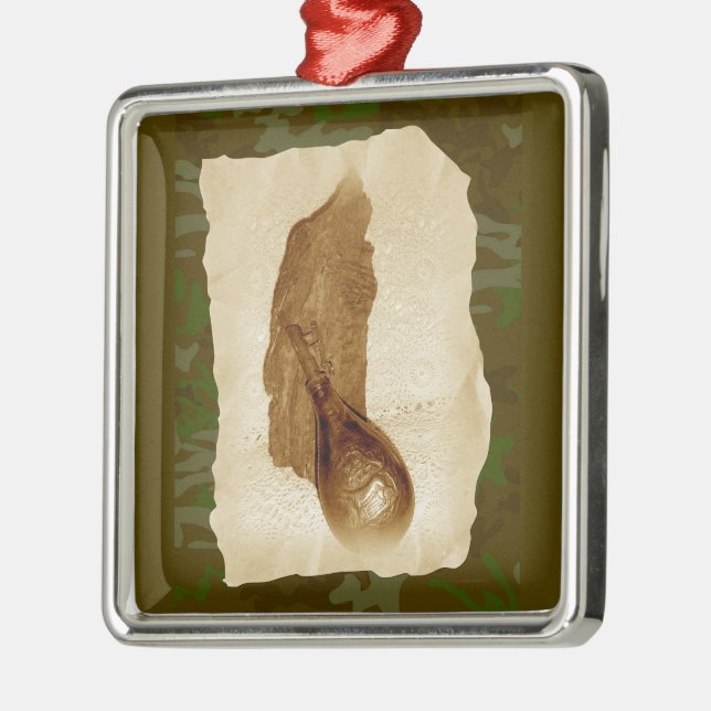 Kemiska läderpulverkolv julgransprydnad metall (Vänster)