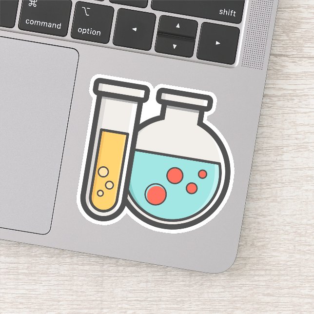 Kemiskt teströr och bägare klistermärken (Detalj)