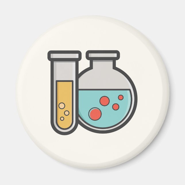 Kemiskt teströr och bägare magnet (Framsidan)