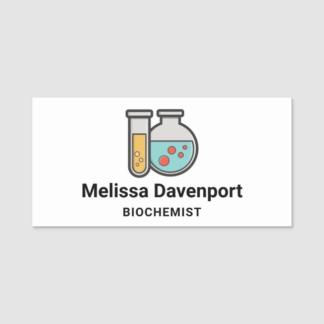 Kemiskt teströr och bägare namnbricka (Framsida)