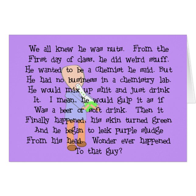 Kemistgåvor--Berättelsekonst "den tokiga forskare Hälsningskort (Framsidan Horizontal)