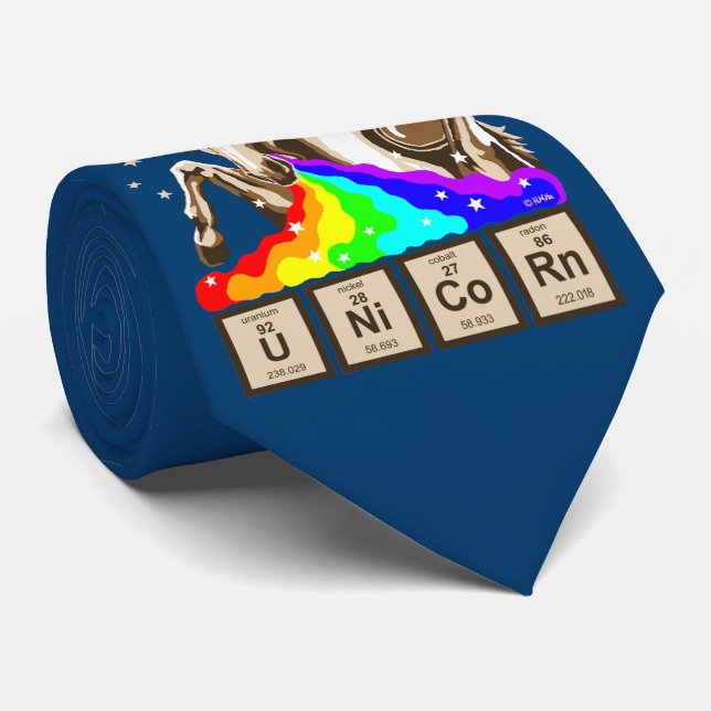 Kemiunicornen spyr regnbågen slips (Rullad)