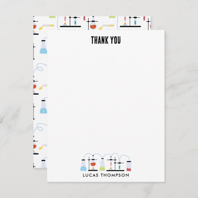 Kemivetenskap Teströr Lab Skolämne Tack Kort (Fram/baksida)