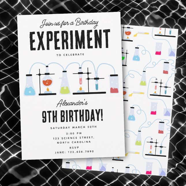 Kemivetenskapstester Tubes Barns födelsedag Party Inbjudningar (Chemistry Science Test Tubes Kids Birthday Party Invitation)