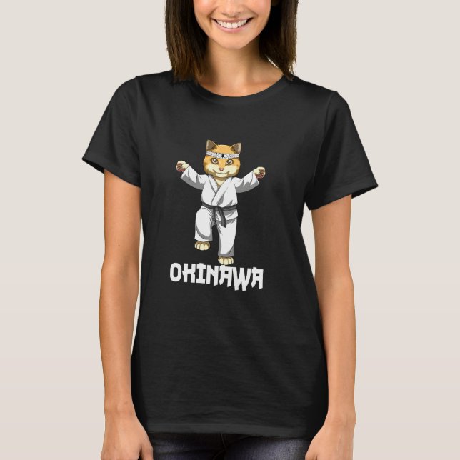 Kempo Karate Cat Okinawa Japan T Shirt (Framsida)