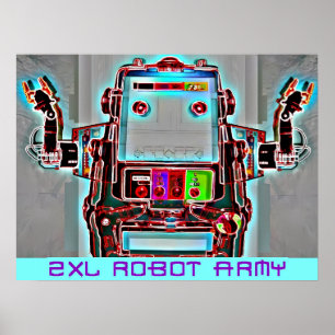 Ken Gage 2-XL Robot Army Retrowave Pop Surrealism Poster