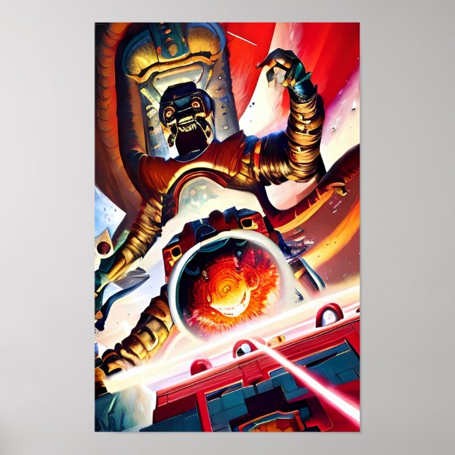 Ken Gage Fire Laser Cannons Retro Art Poster (Framsidan)