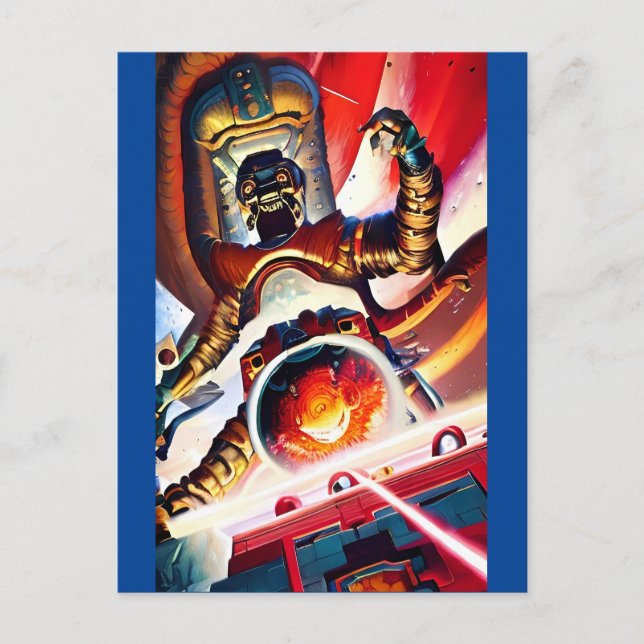 Ken Gage Fire Laser Cannons Retro Art Vykort (Framsida)