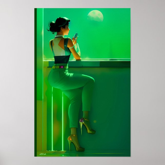 Ken Gage Väntar på det framtida Science fiction Poster (Framsidan)