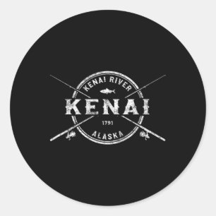 Kenai Ak Vintage Korsade Fiskespön Runt Klistermärke