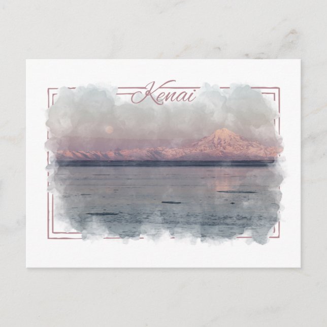 Kenai Alaska Watercolor Postcard Vykort (Framsida)