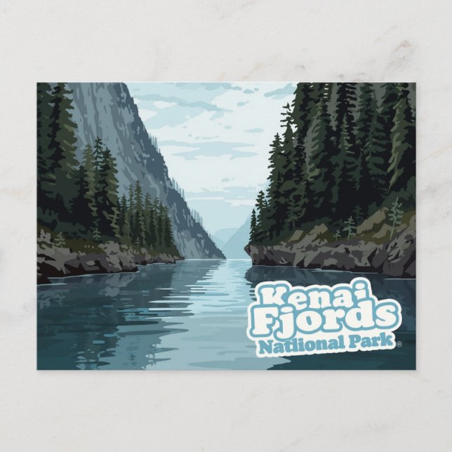 Kenai Fjords Alaska Fjord Art Print Vykort (Framsida)