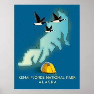 Kenai Fjords National Park Alaska reskarta Poster