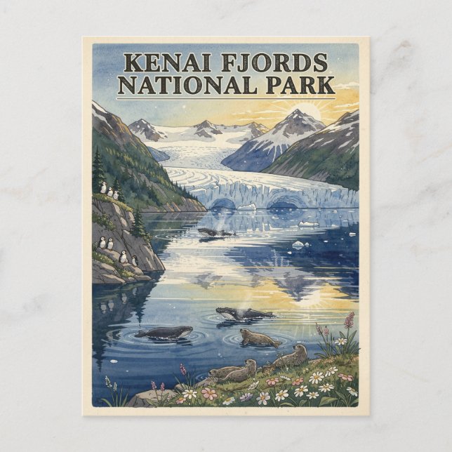 Kenai Fjords National Park glaciär Vykort (Framsida)