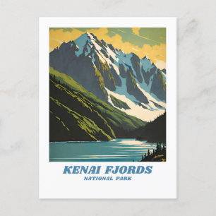 Kenai Fjords National Park illustration retro Vaca Vykort