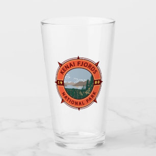 Kenai Fjords National Park Retro Compass Emblem Glaskopp