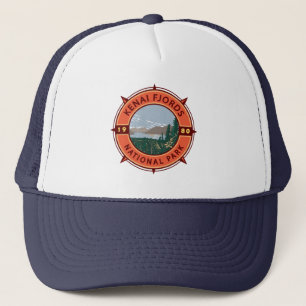 Kenai Fjords National Park Retro Compass Emblem Keps