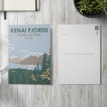Kenai Fjords National Park Skilak Vintage Postcard Vykort<br><div class="desc">Kenai Fjords vektorteckningsdesign. Parken är en amerikansk nationalpark som bibehåller Harding Icefield,  dess glaciärer som flödar ut,  samt kustfjordar och öar.</div>