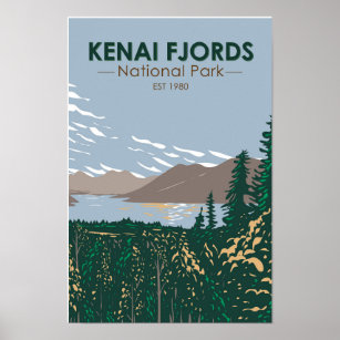 Kenai Fjords National Park Skilak Vintage Poster