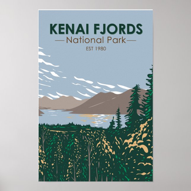 Kenai Fjords National Park Skilak Vintage Poster (Framsidan)