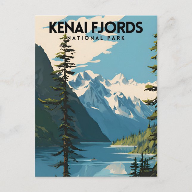 Kenai Fjords National Park Travel Poster Vykort (Framsida)